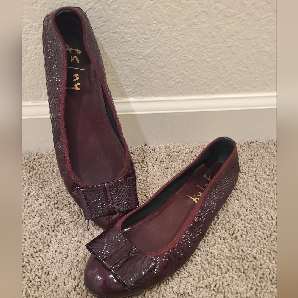 French sole fs/ny patent burgundy ballet flats 7.5